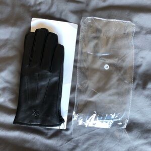 Men’s lined leather gloves (Black, Medium)